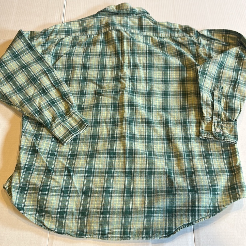 Golden Bell Brand flannel striped men’s button down in XL 100% cotton green - Picture 7 of 8